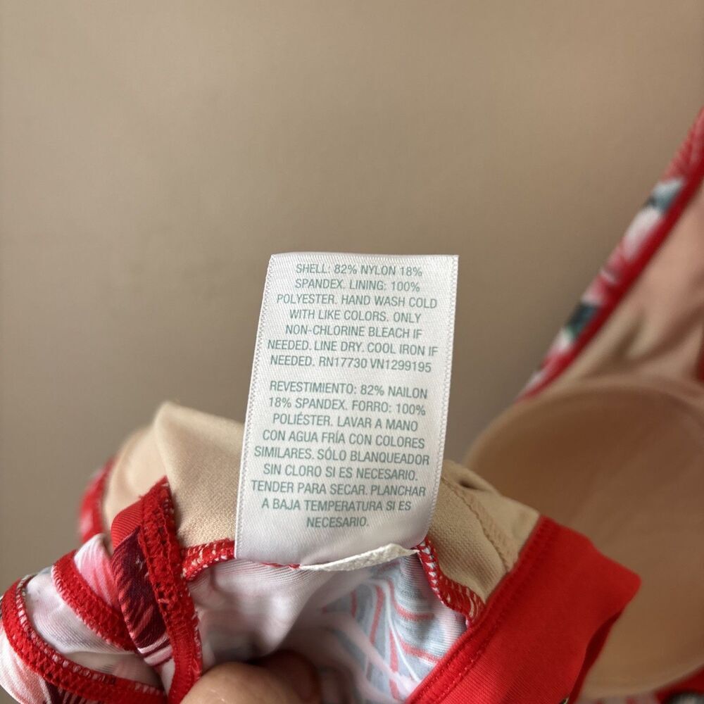 Kona Sol Bikini Top Womens S Floral Red Blue Green Bow Swim Top - Picture 8 of 8